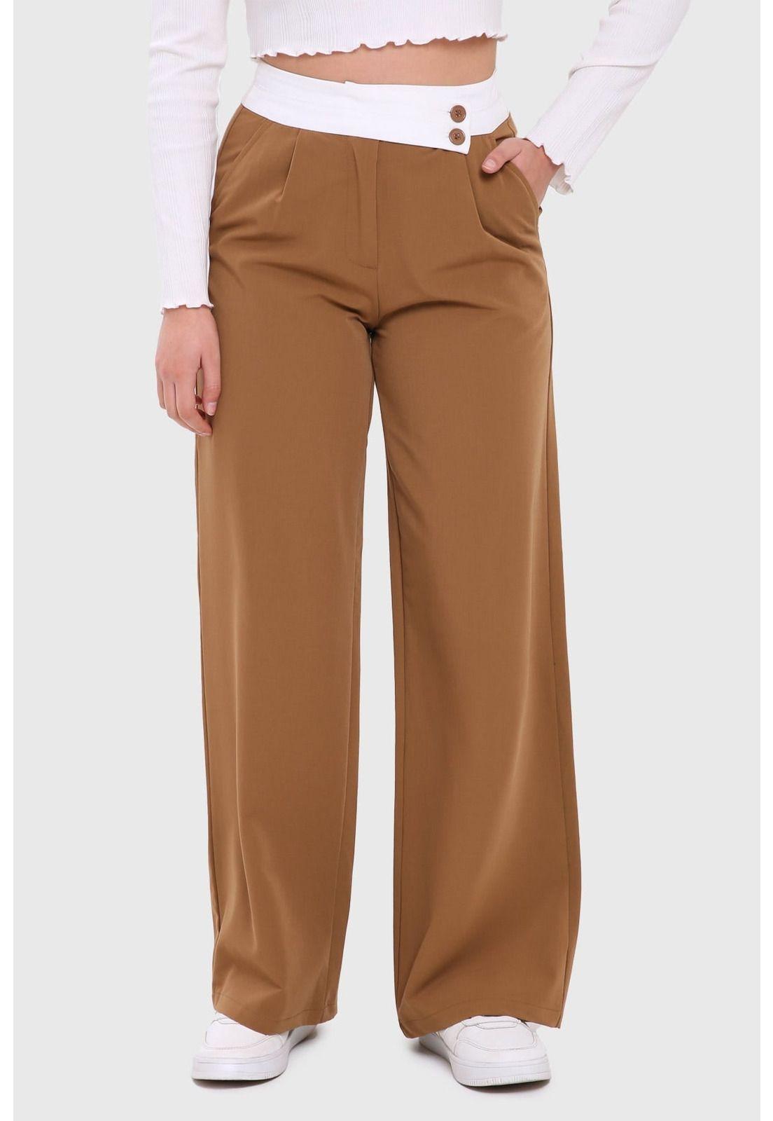 Pantalón Mujer Sastrero Pretina Camel-0