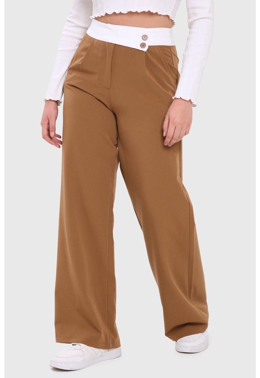 Pantalón Mujer Sastrero Pretina Camel-1