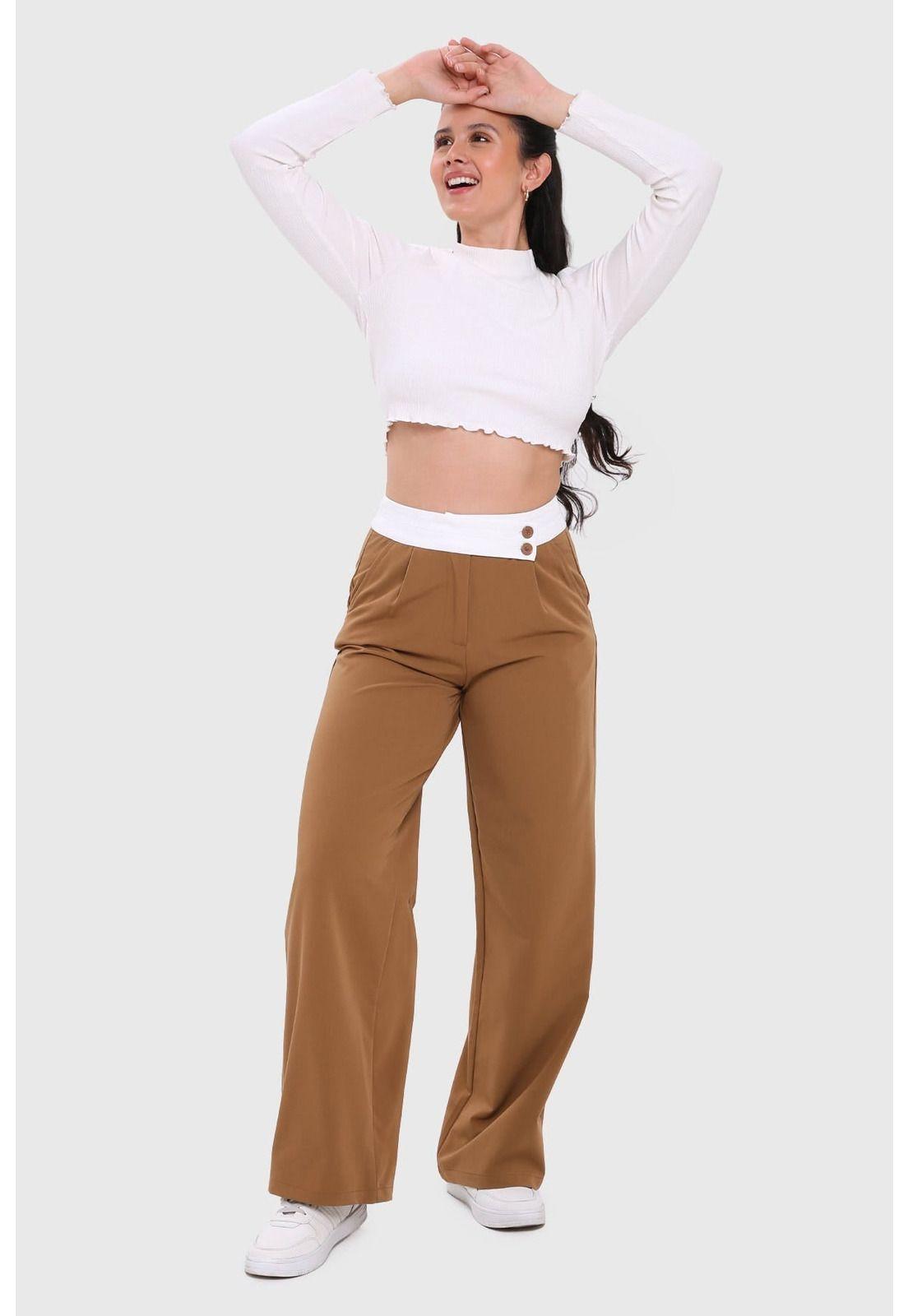 Pantalón Mujer Sastrero Pretina Camel-3