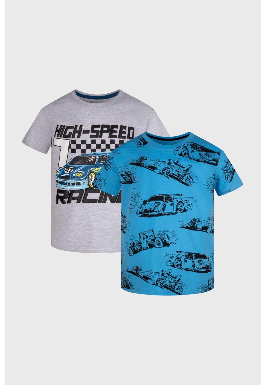 Polera Niño Bipack Gris Melange Claro-0