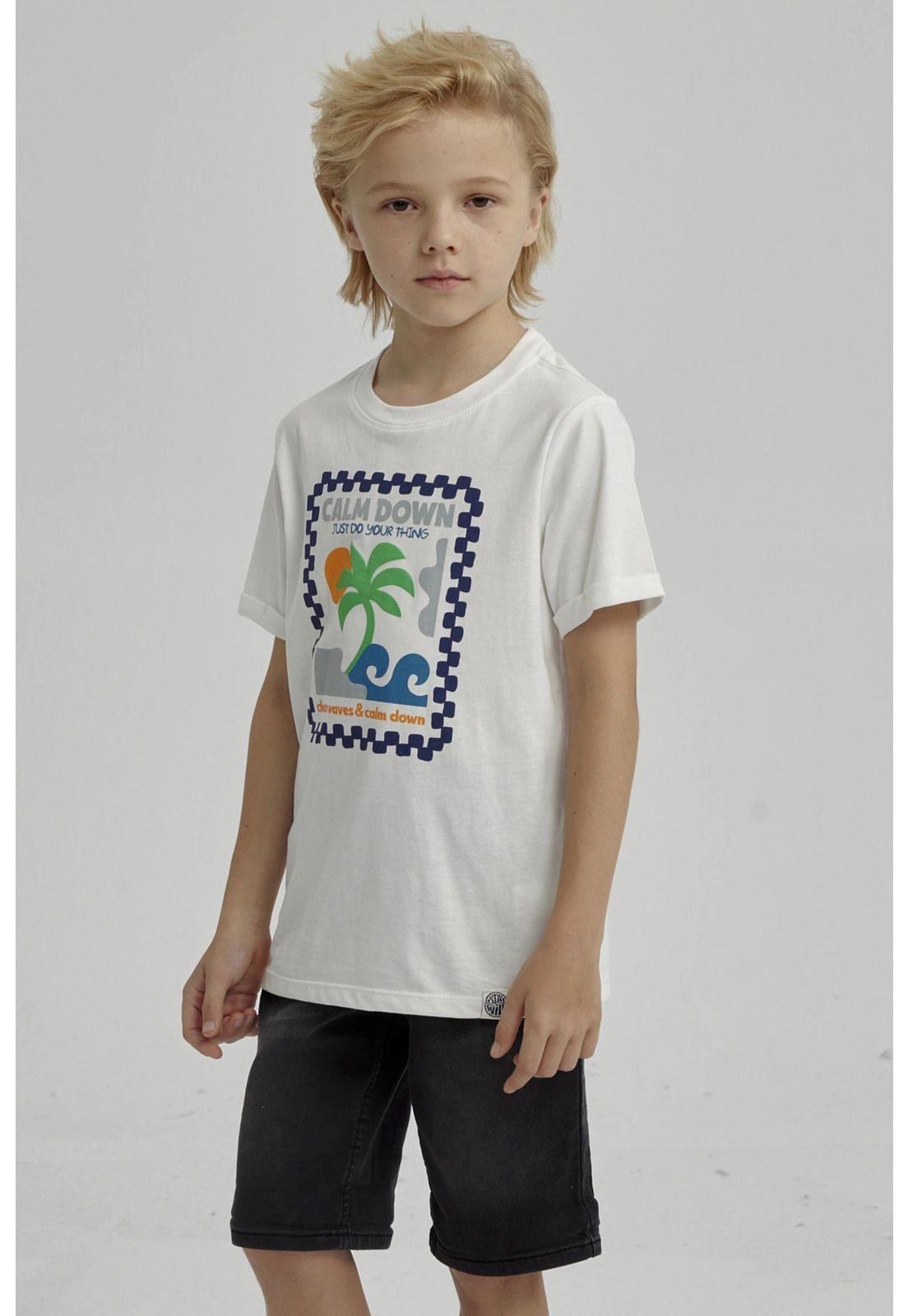 Polera Niño Puff Print Delantero Crudo-5