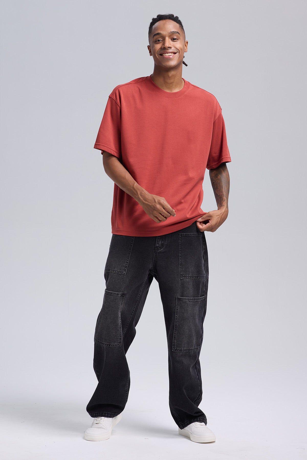 Polera Hombre Loose Fit Ocre-3