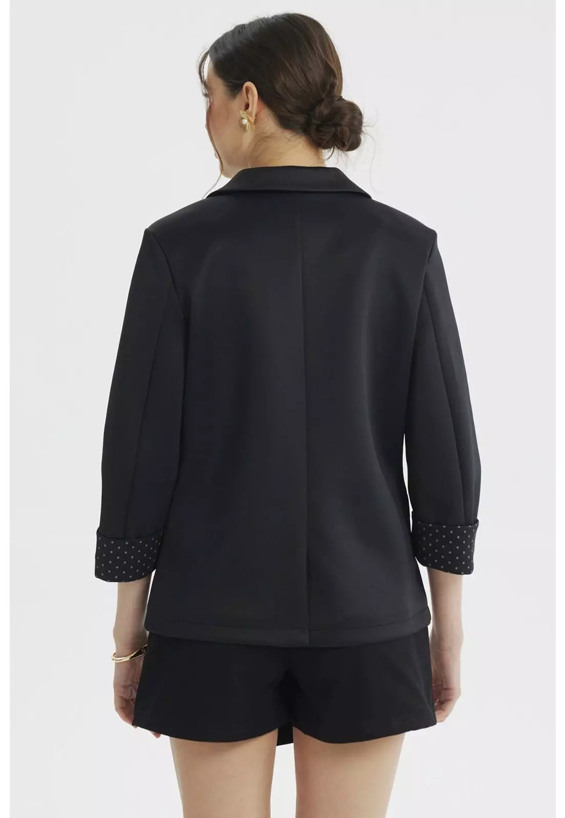 Blazer Mujer Liso Puño Print Negro-2