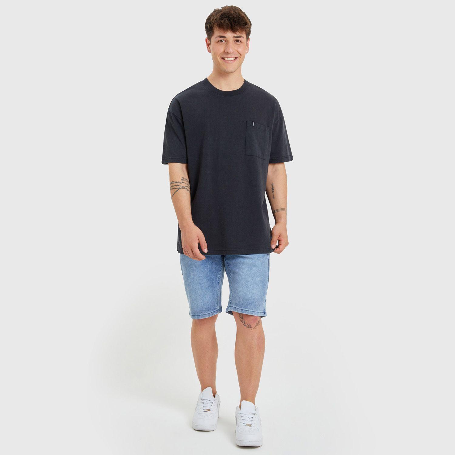 Polera Con Bolsillo Lisa Negro Hombre-3