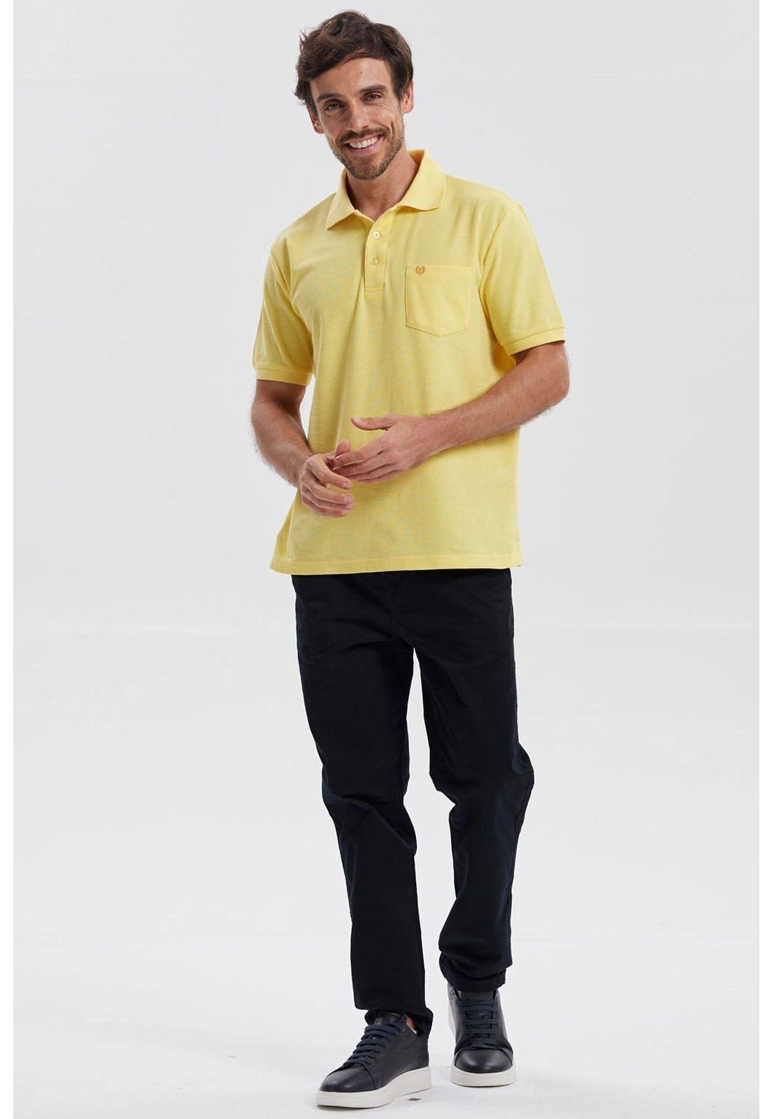 Polera Hombre Piqué Básica Lisa Amarillo - V-3