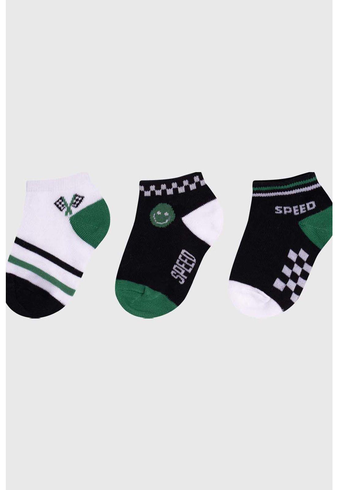 Calceta Deportiva Niño Tripack Verde - ll-1