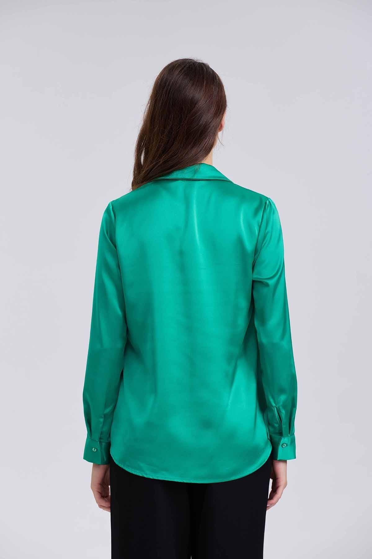Blusa Mujer Satín Verde-2