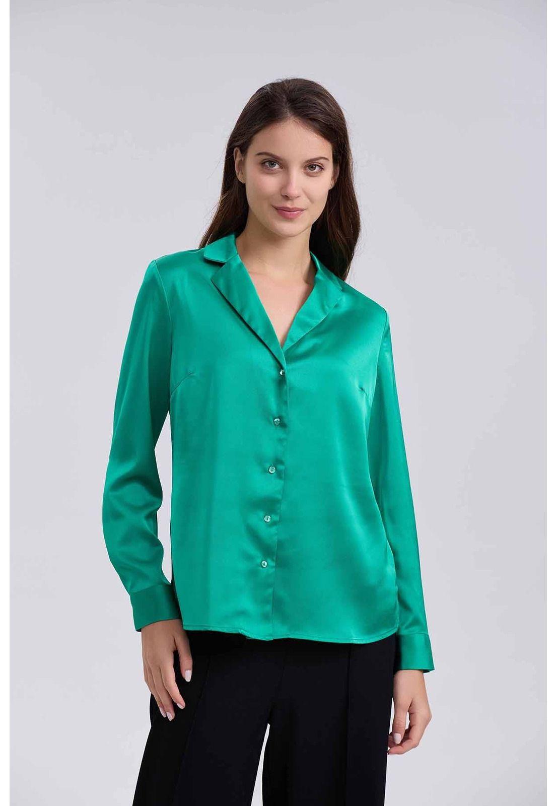 Blusa Mujer Satín Verde-0