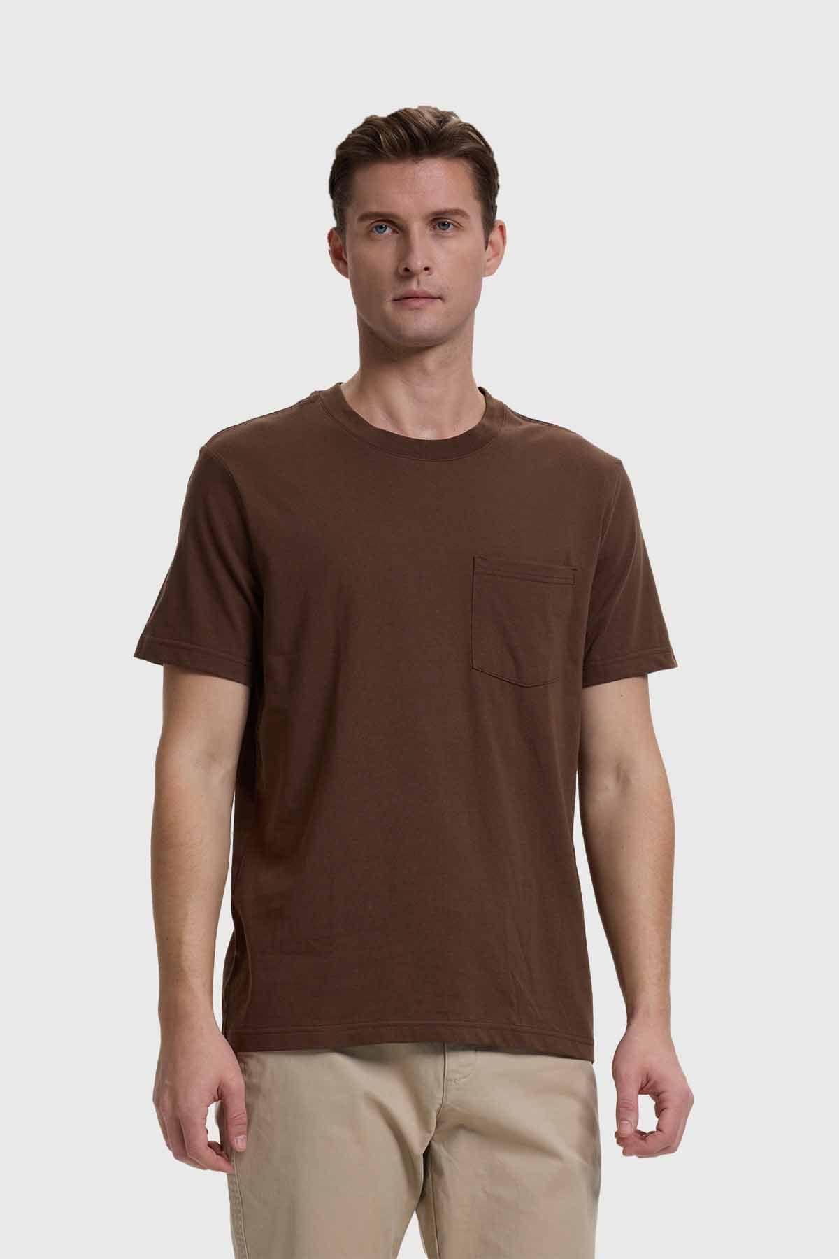 Polera Hombre Básica Con Bolsillo Chocolate-0