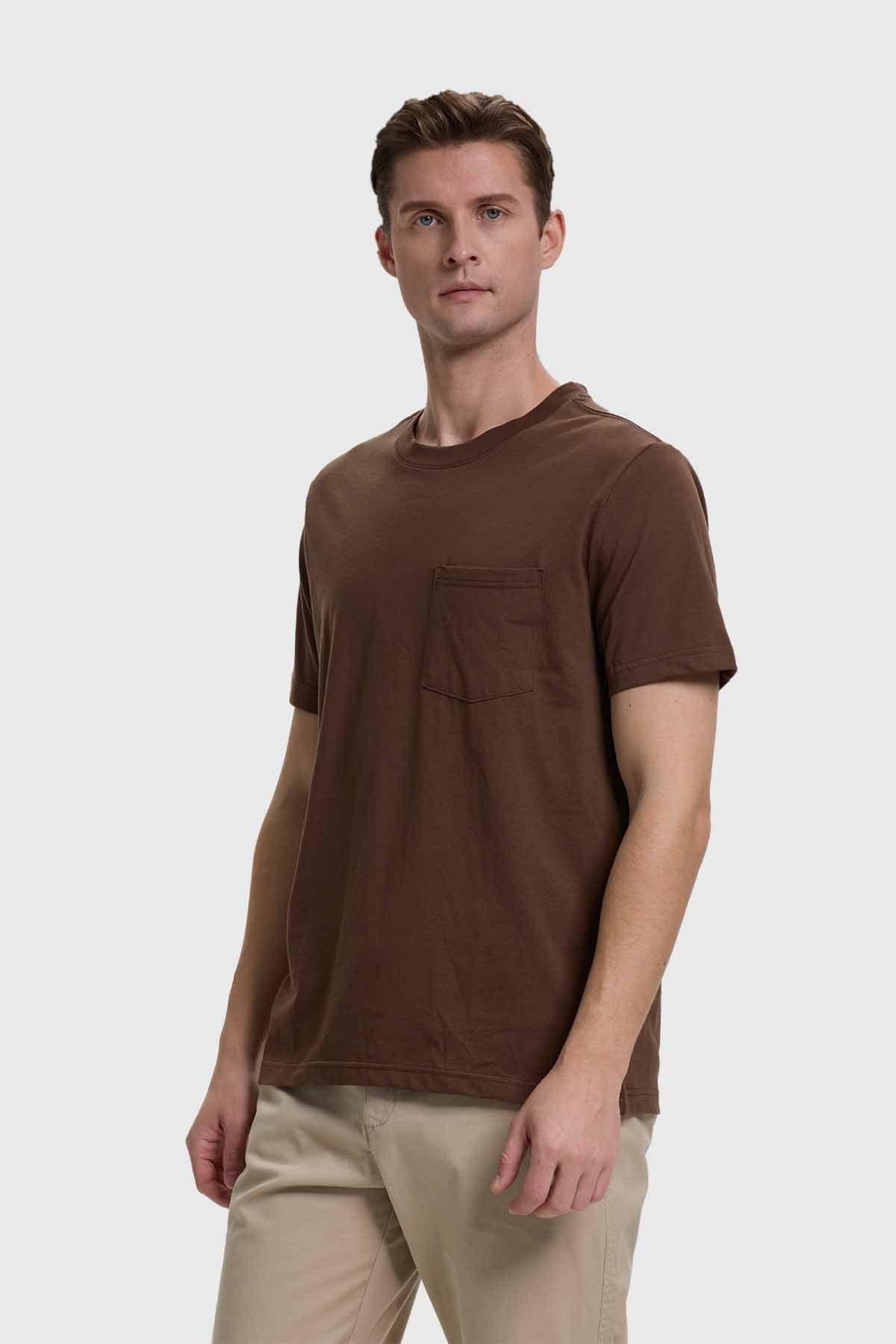Polera Hombre Básica Con Bolsillo Chocolate-1