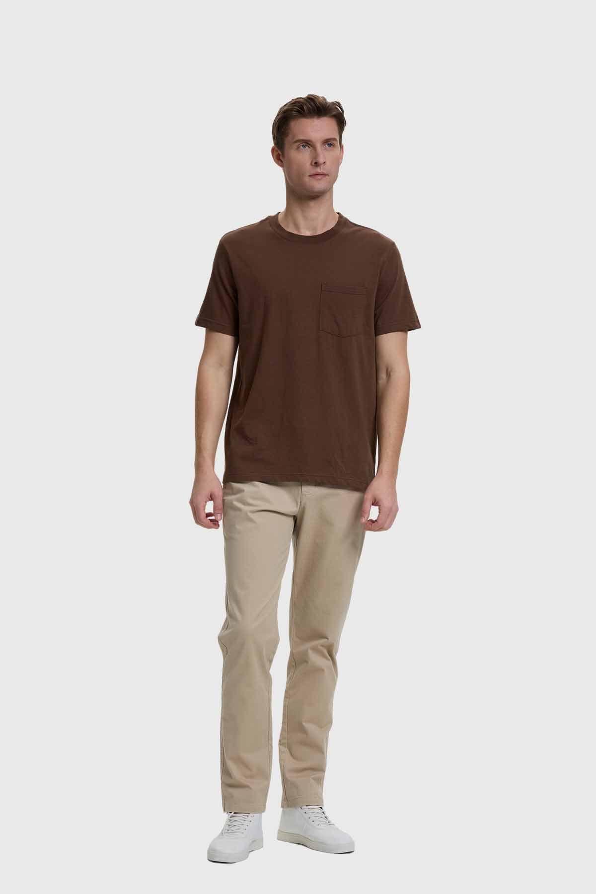 Polera Hombre Básica Con Bolsillo Chocolate-3