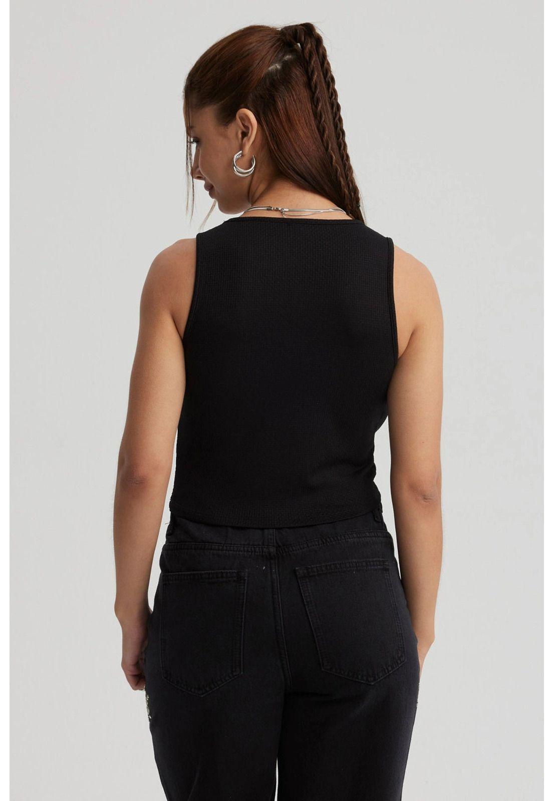 Polera Mujer Escote Corazón Negro-2