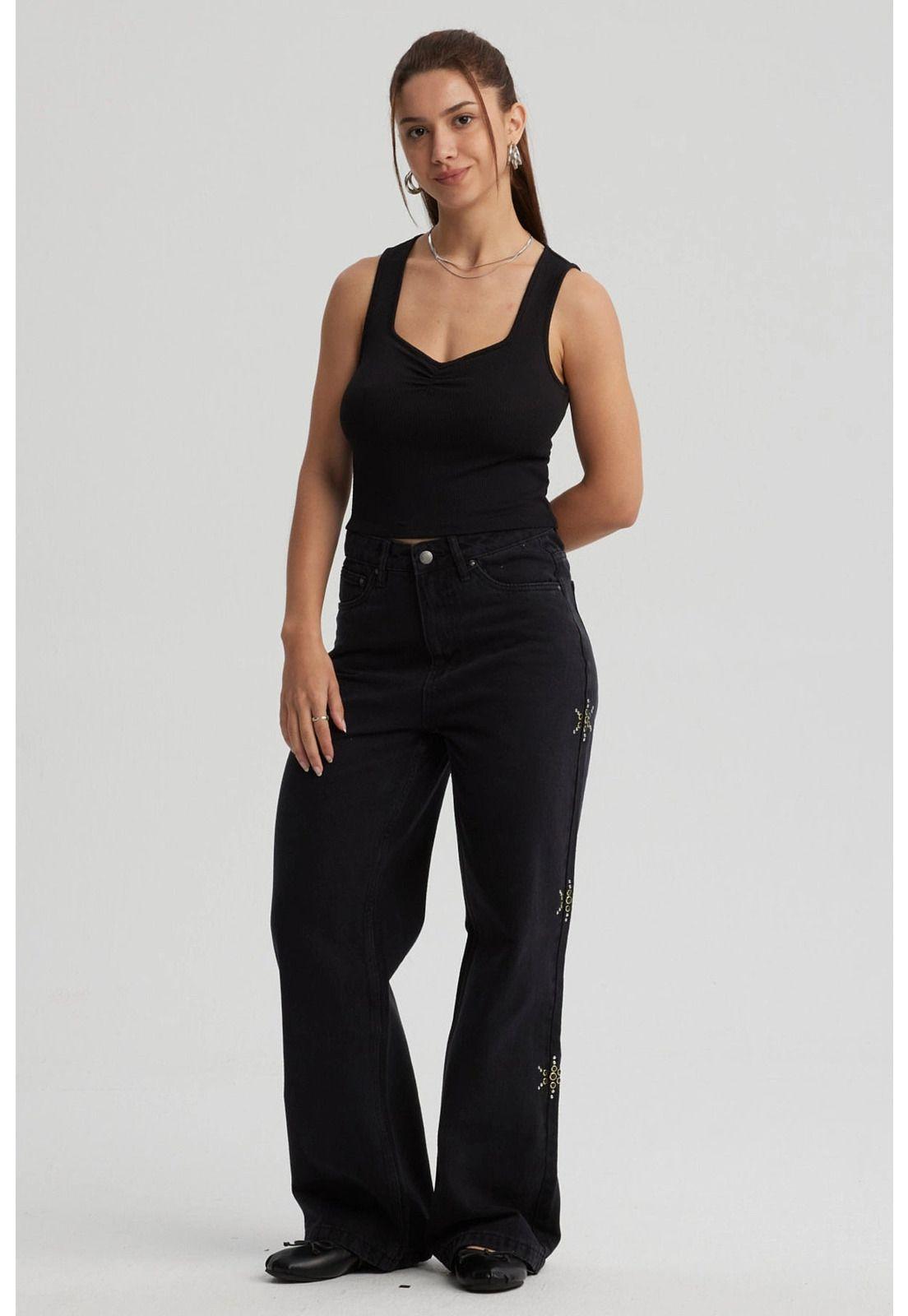 Polera Mujer Escote Corazón Negro-3