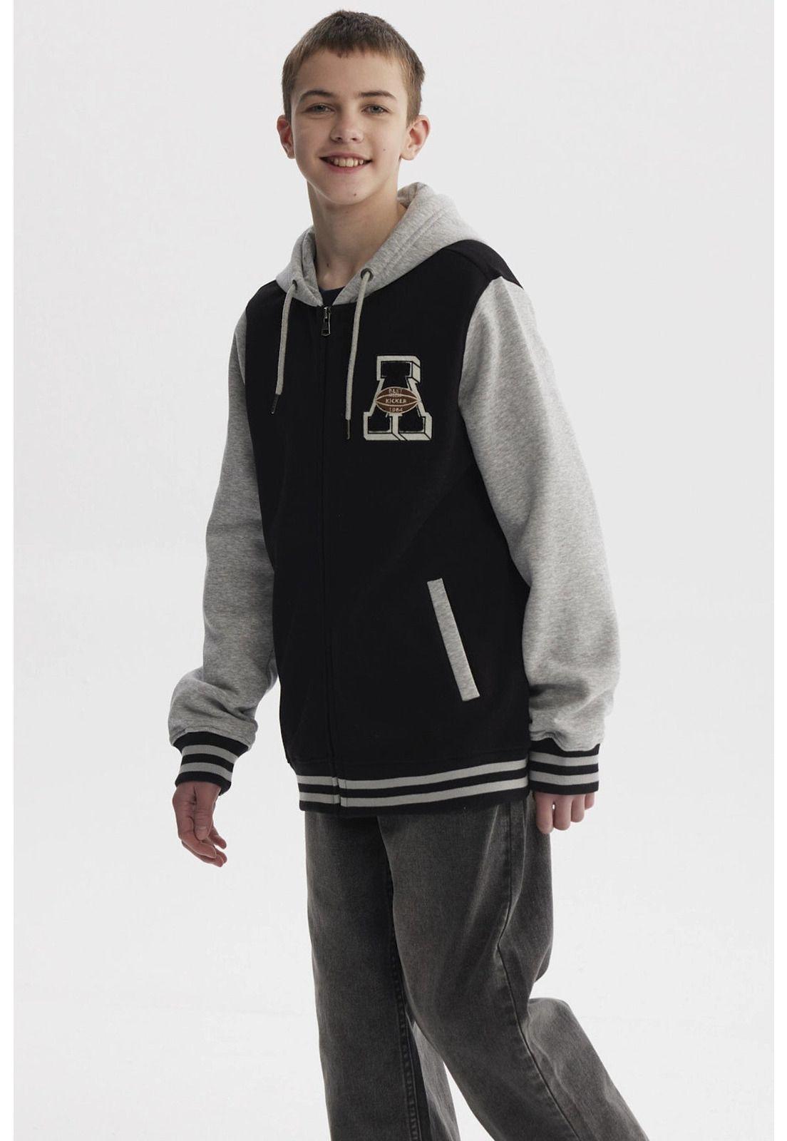 Polerón Niño College Full Zipper Negro-1