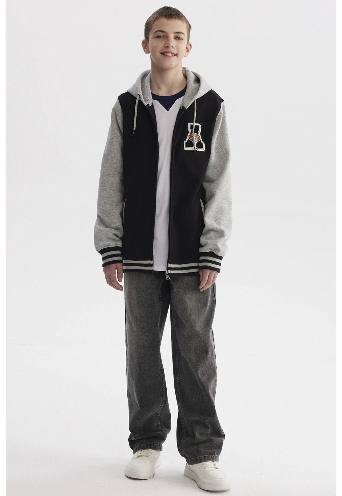 Polerón Niño College Full Zipper Negro-3