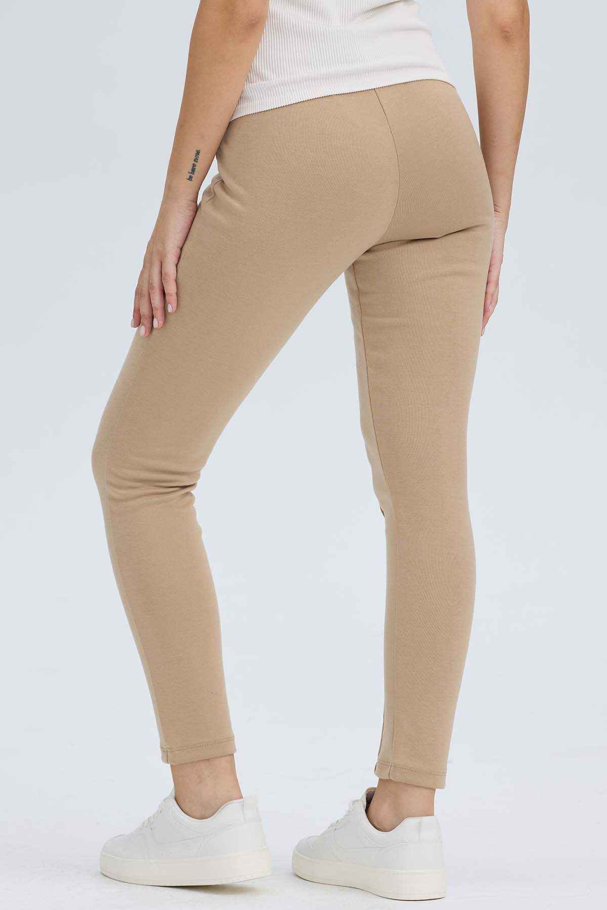 Calza Mujer Pretina Elasticada Beige-3