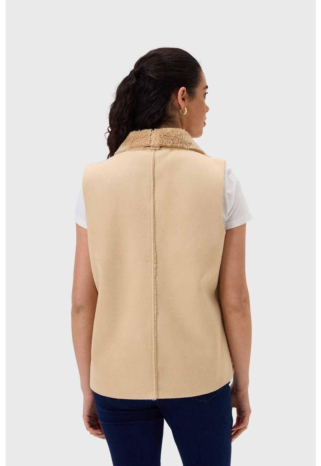 Polar Mujer Corto Antelina Solapa Taupe-2