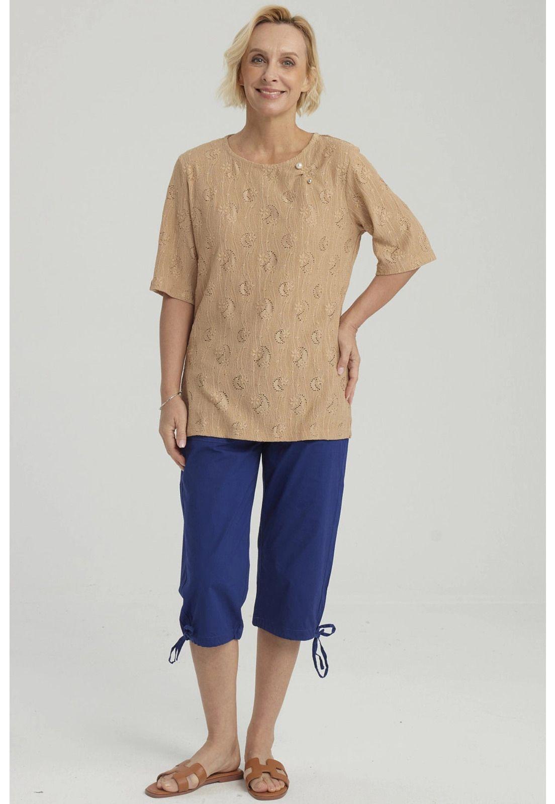 Polera Mujer Texturizada Beige Oscuro-1