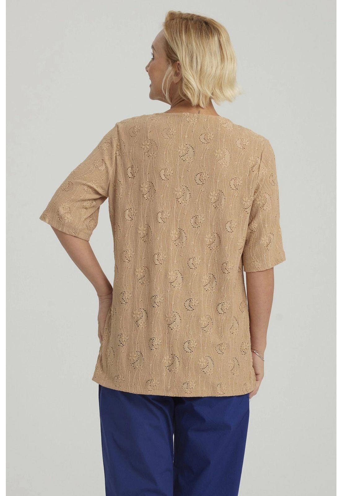 Polera Mujer Texturizada Beige Oscuro-2