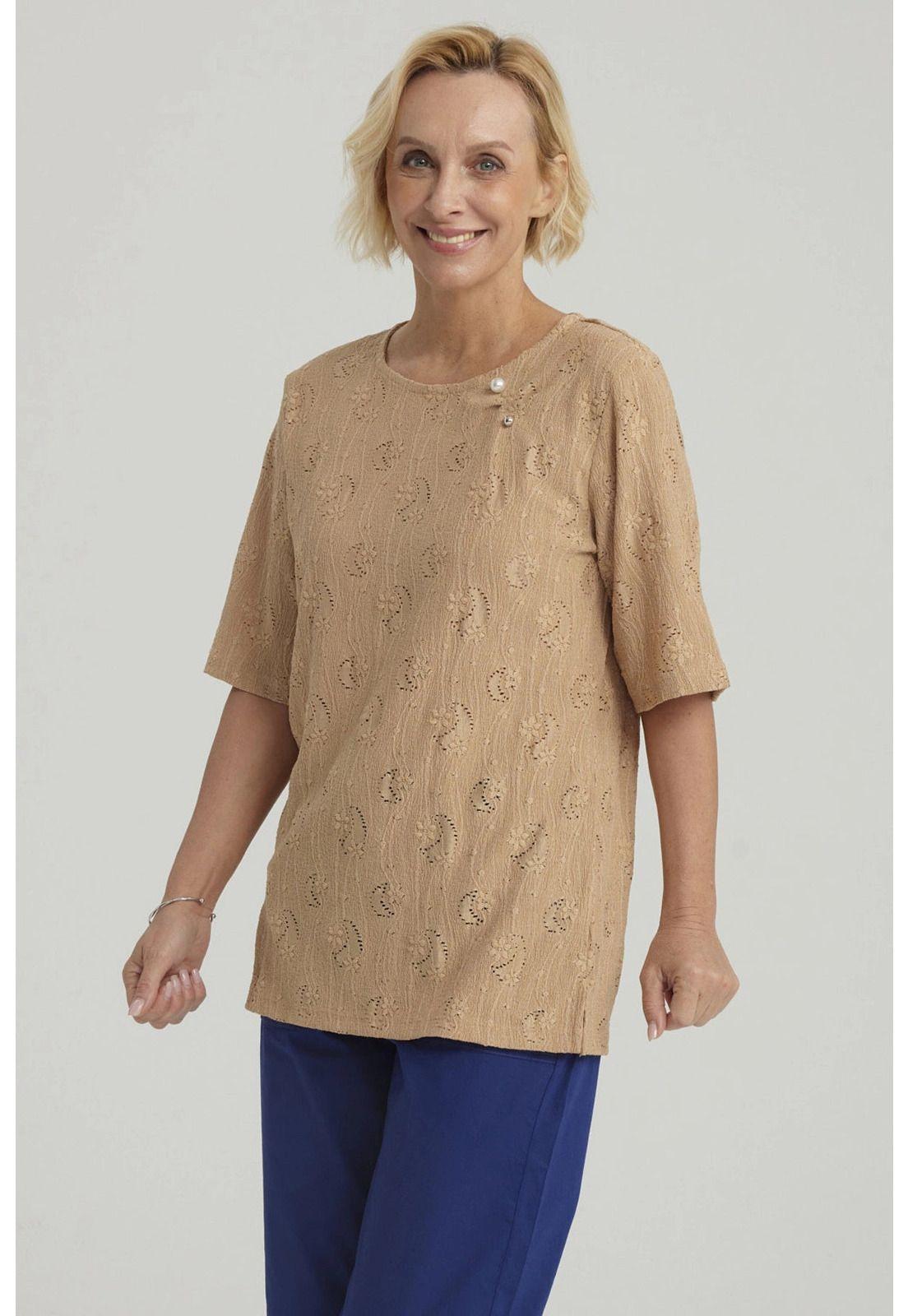 Polera Mujer Texturizada Beige Oscuro-3