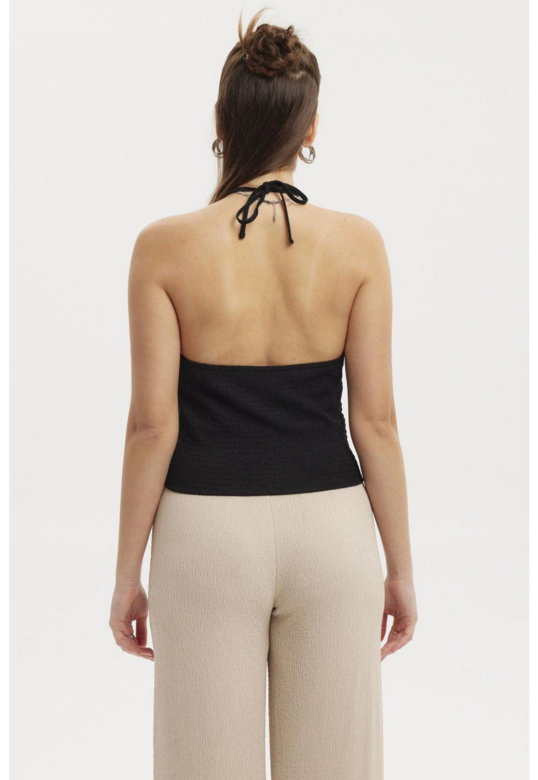 Polera Mujer Halter Negro-2