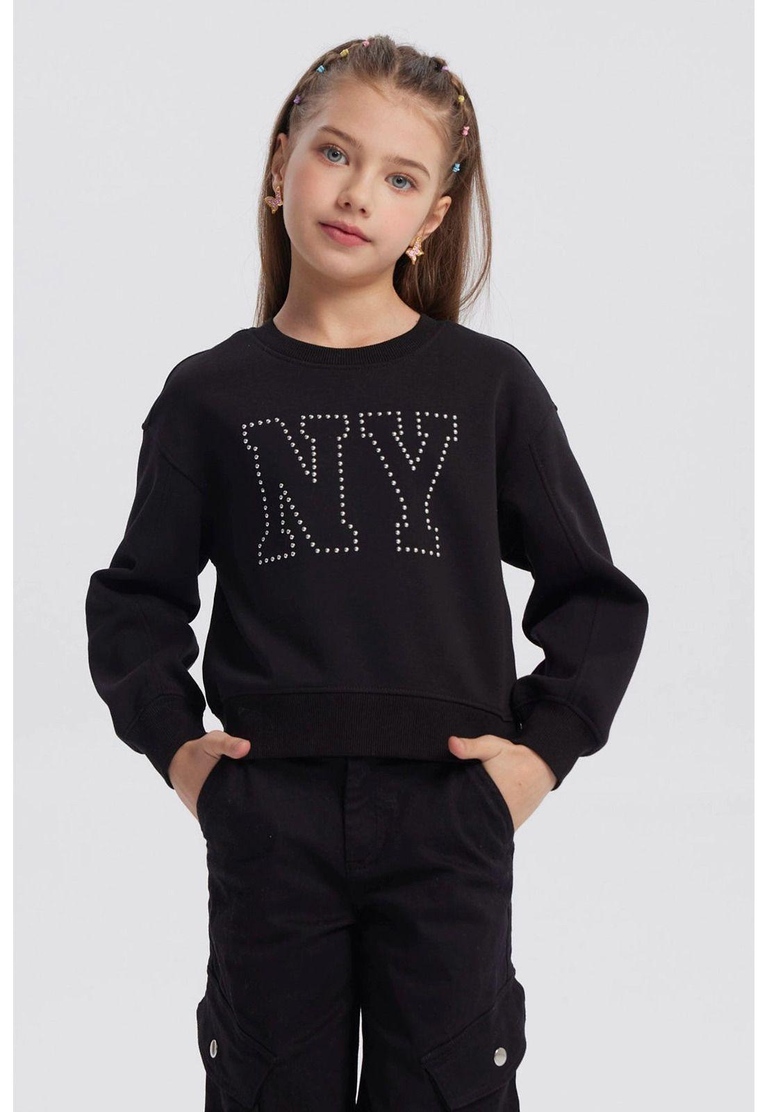 Polerón Niña Strass Negro-0