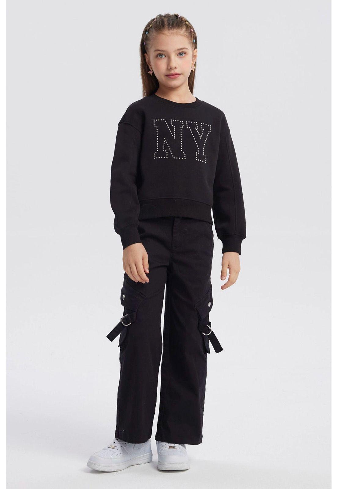 Polerón Niña Strass Negro-3