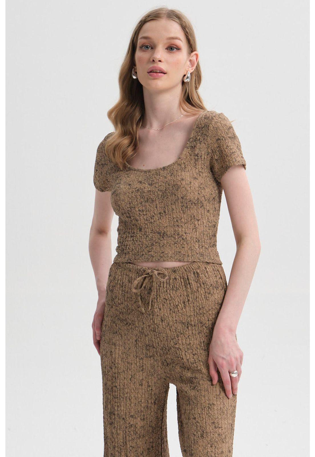 Polera Mujer Textura Beige-0