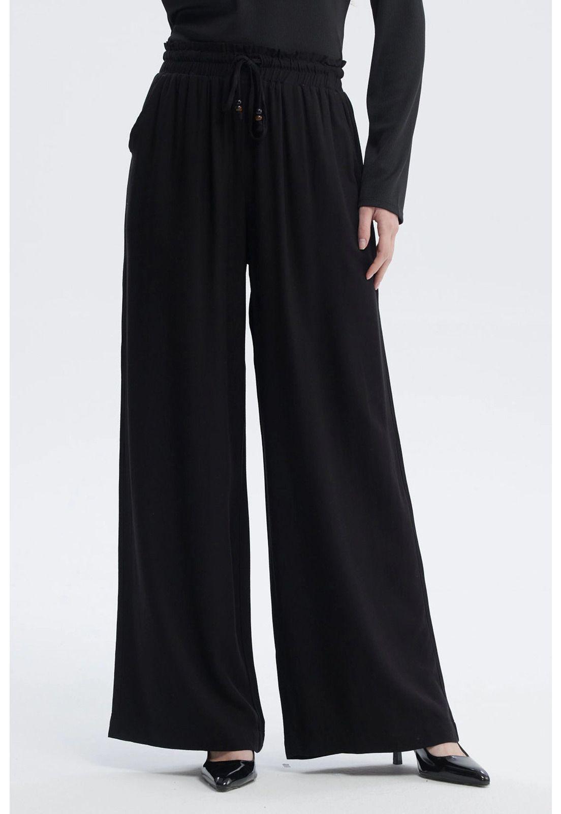 Pantalón Mujer Con Lazo Cintura Negro-0