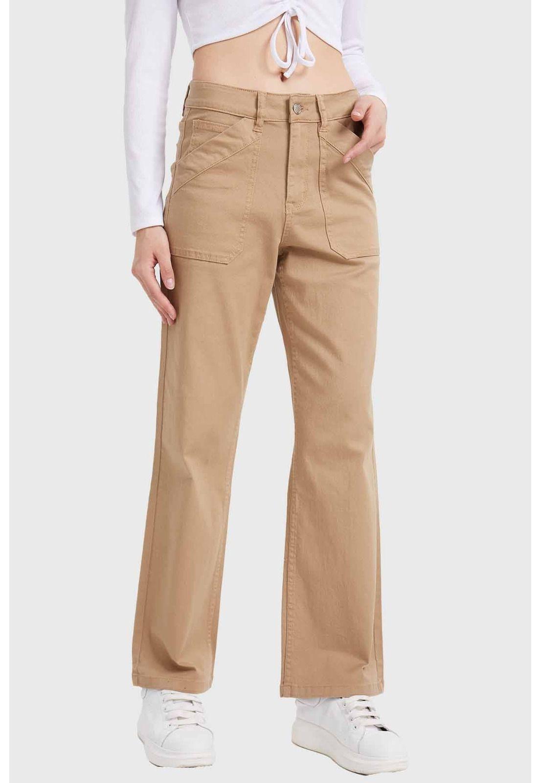 Jeans Mujer Recto Camel-0