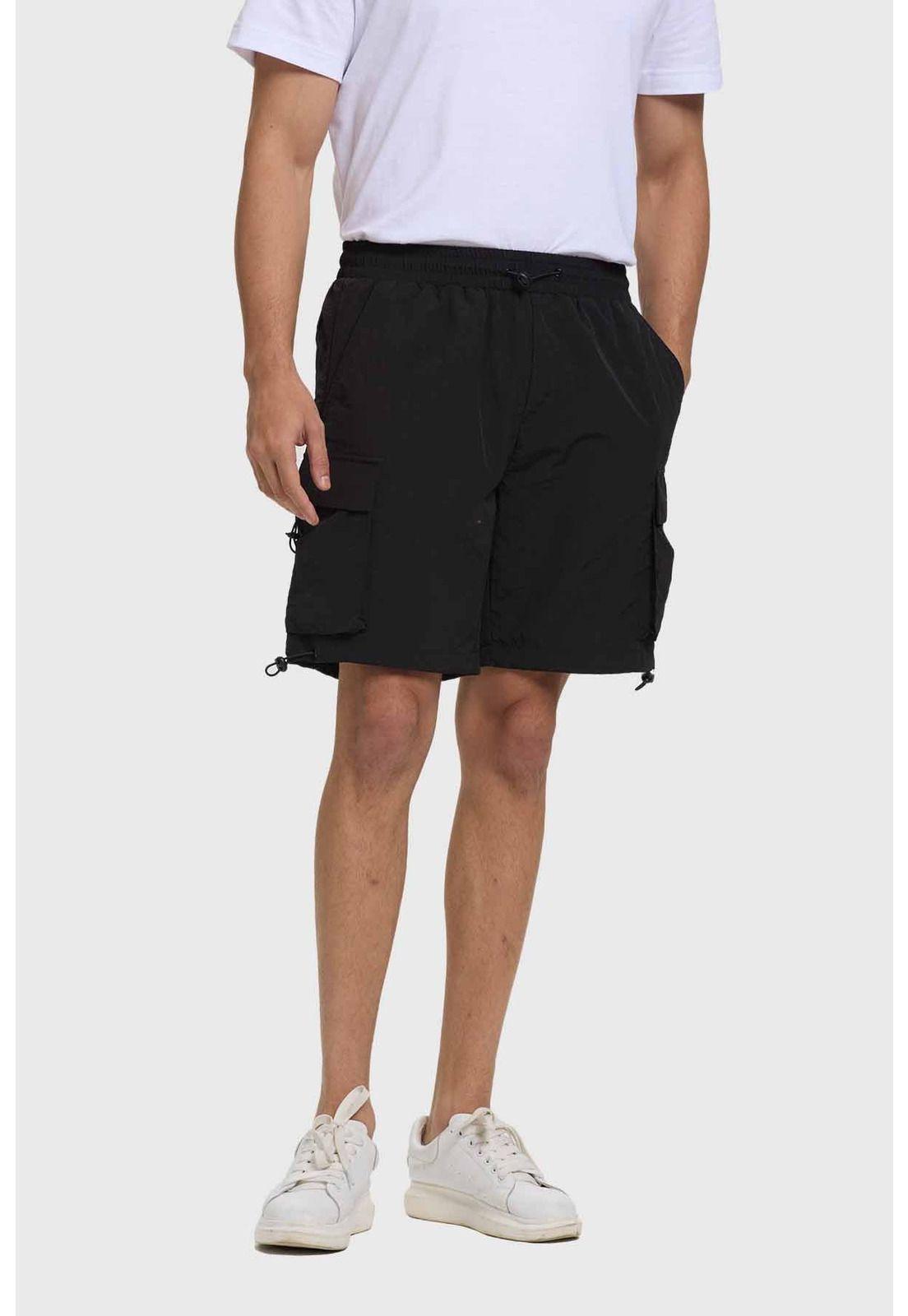 Bermuda Hombre Cargo Técnico Negro-0