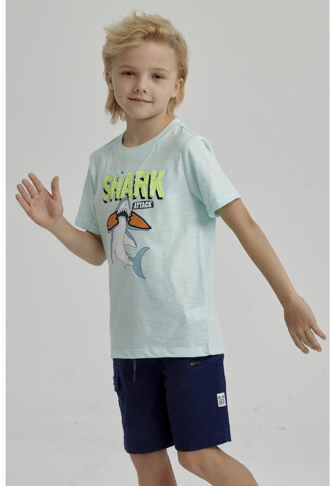 Polera Niño Print Lentejuelas Aqua-3