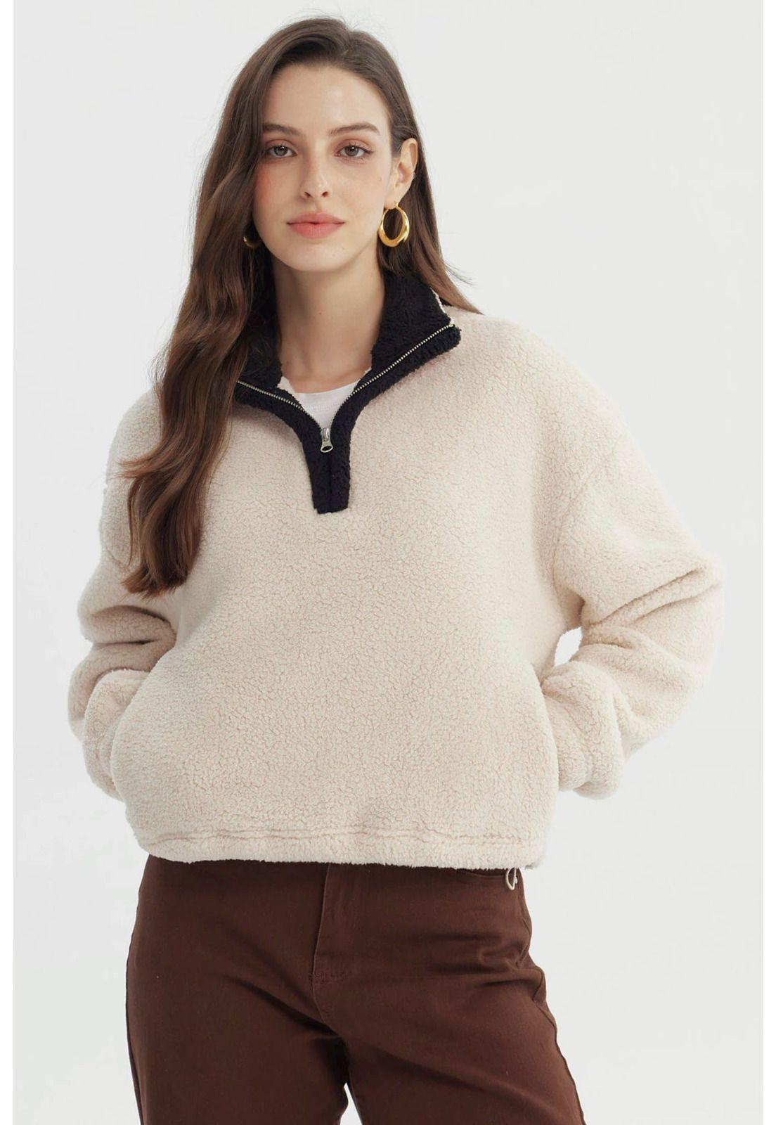 Polar Mujer Hoodie Beige Claro-0