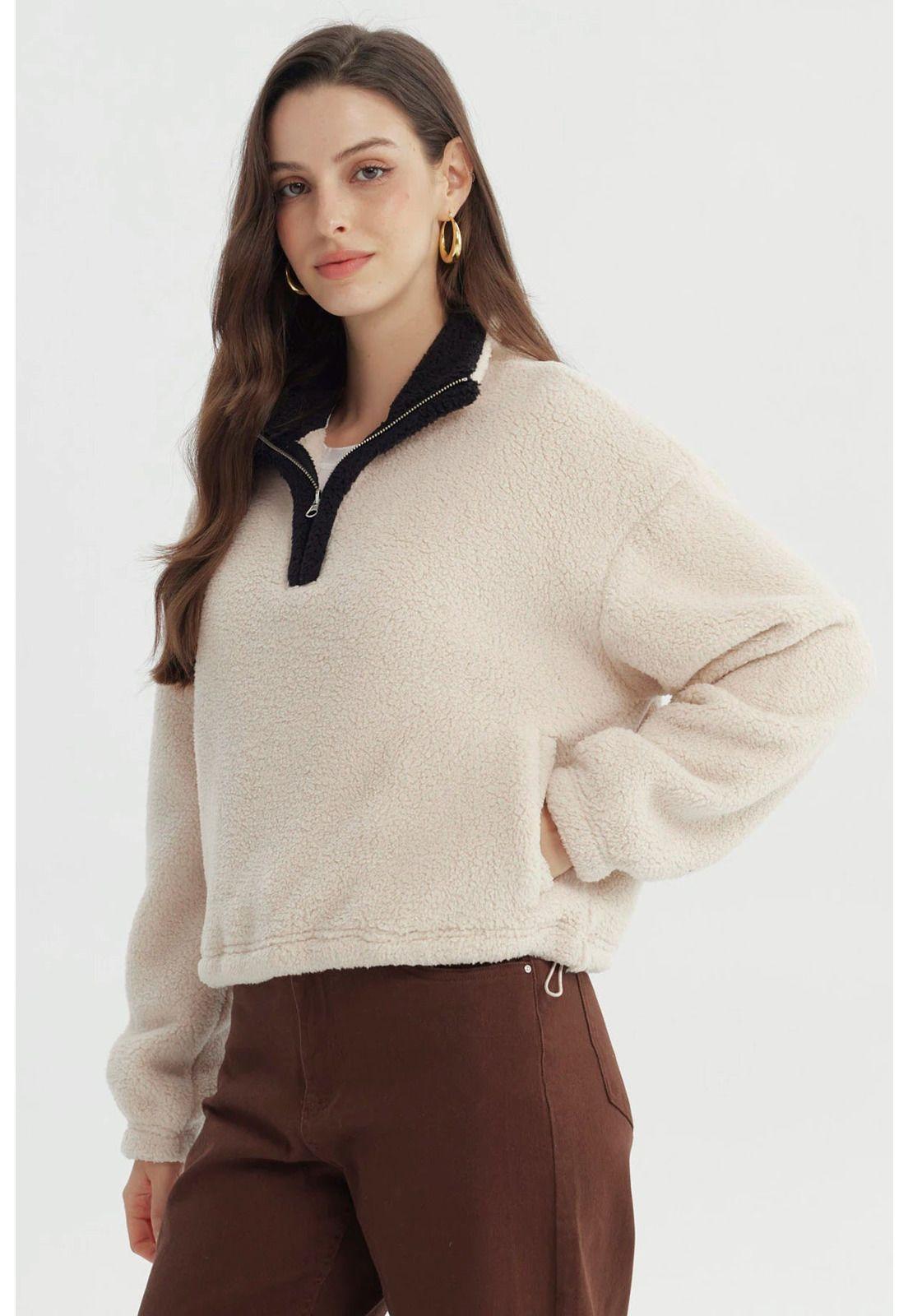 Polar Mujer Hoodie Beige Claro-1