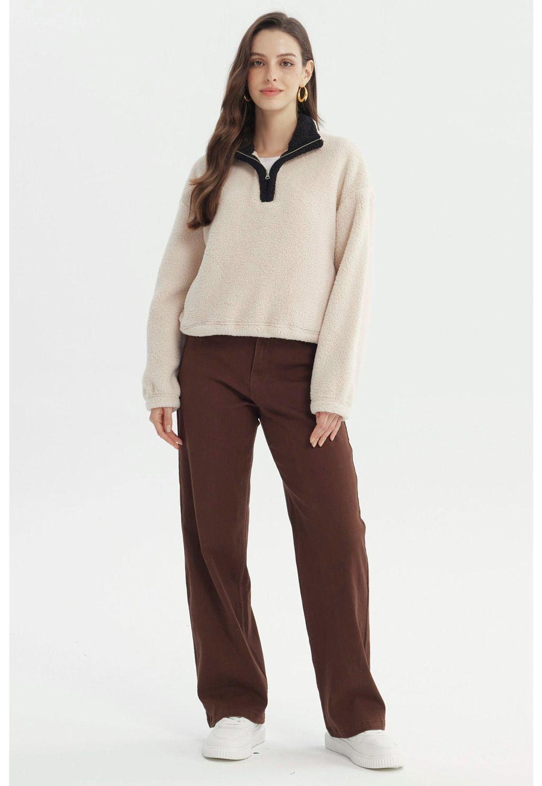 Polar Mujer Hoodie Beige Claro-3