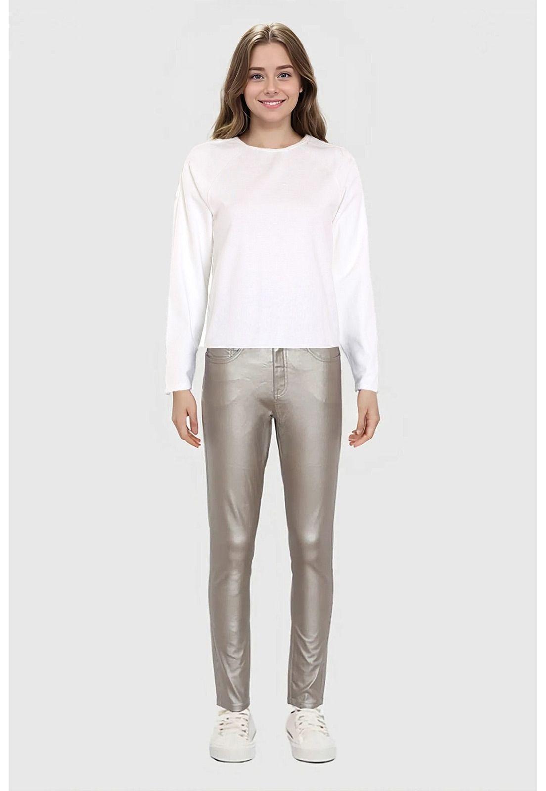 Jeans Mujer Skinny Brillante Champagne-2