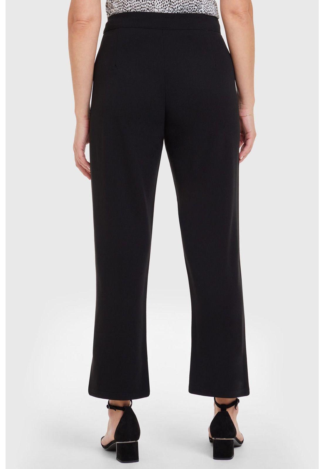 Pantalón Recto Aplicación Pretina Negro-2