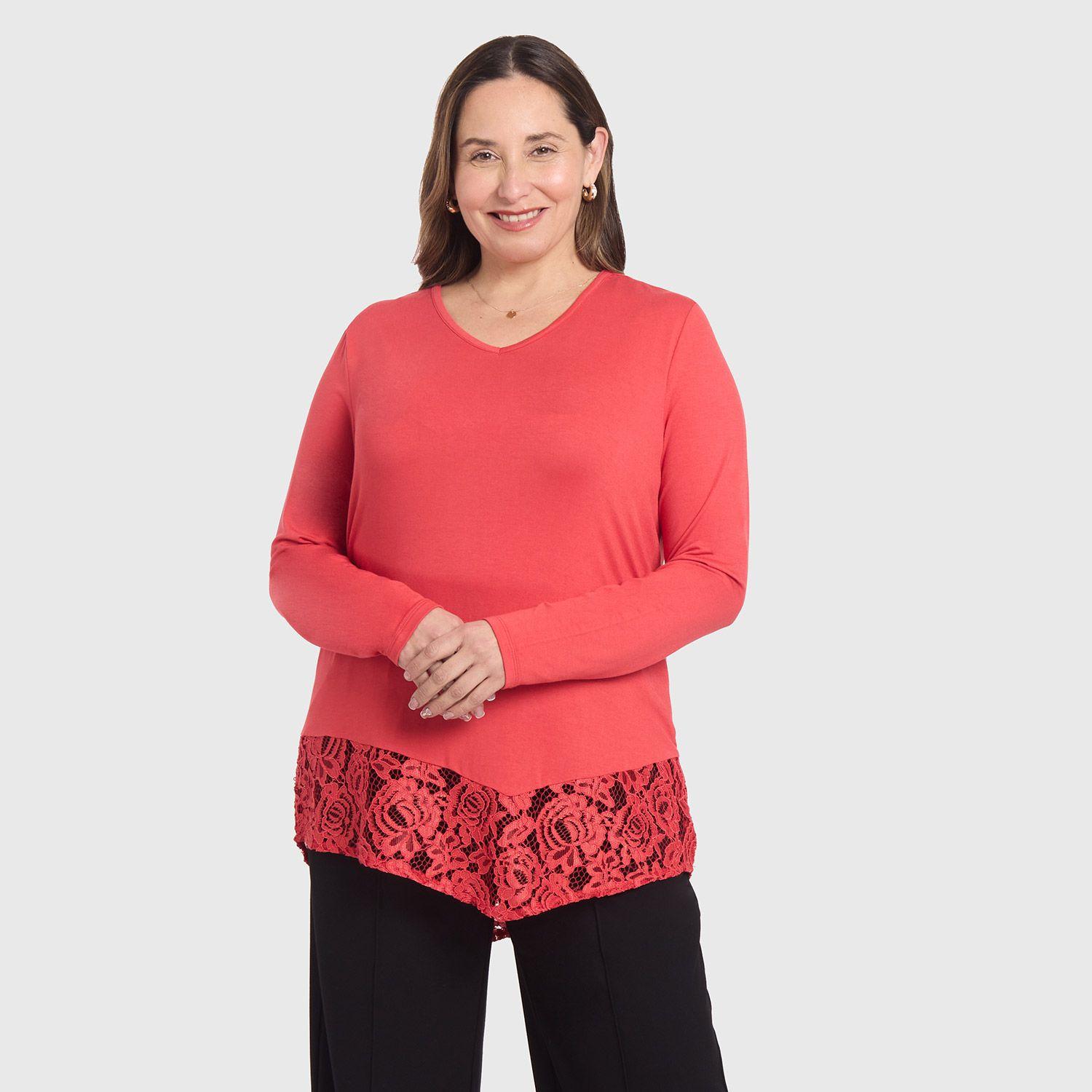 Polera Mujer Con Detalle Macramé Rojo Fashion's Park-3