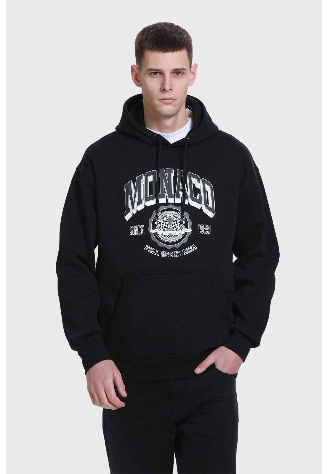 Polerón Hombre Print College Negro - lll-0