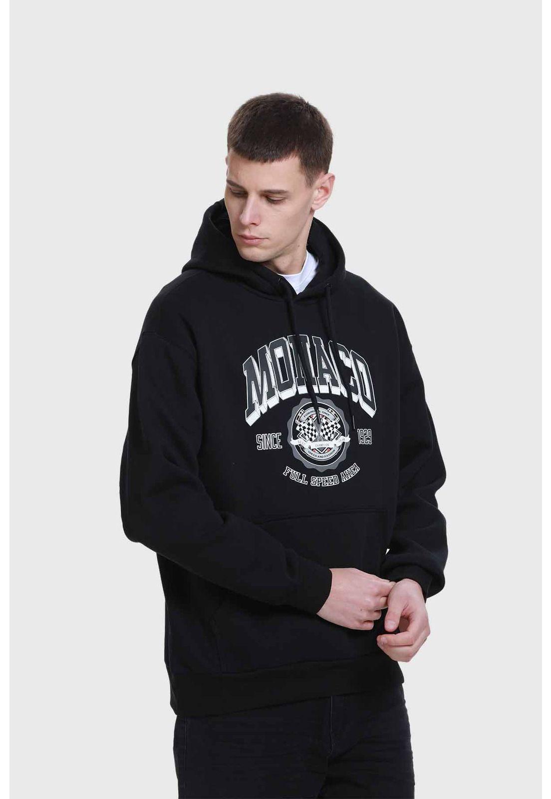 Polerón Hombre Print College Negro - lll-1