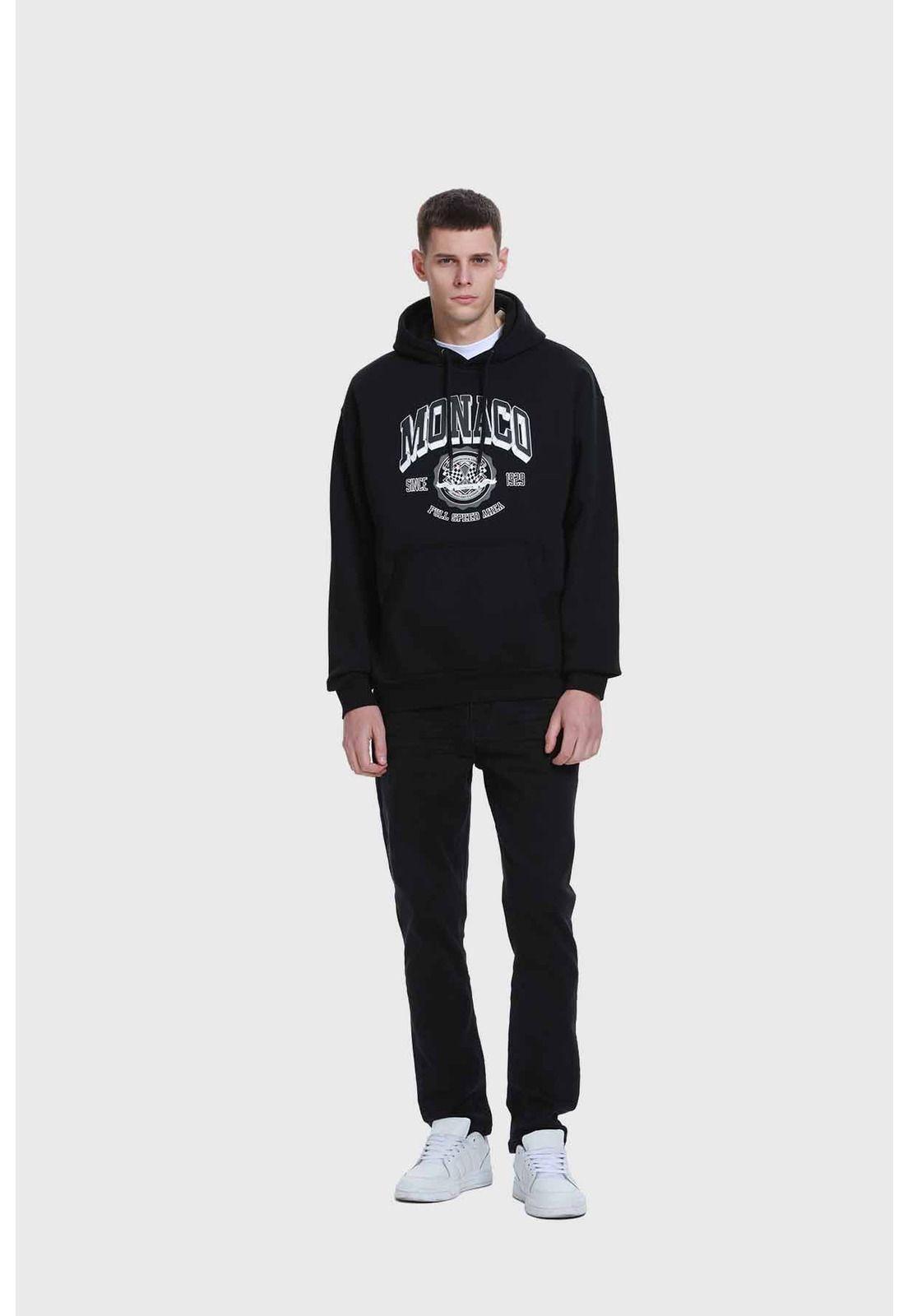 Polerón Hombre Print College Negro - lll-3