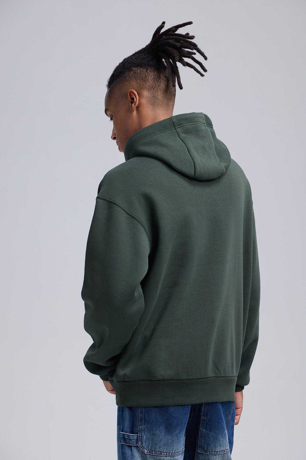 Polerón Hombre Print College Rapport Verde Militar-2