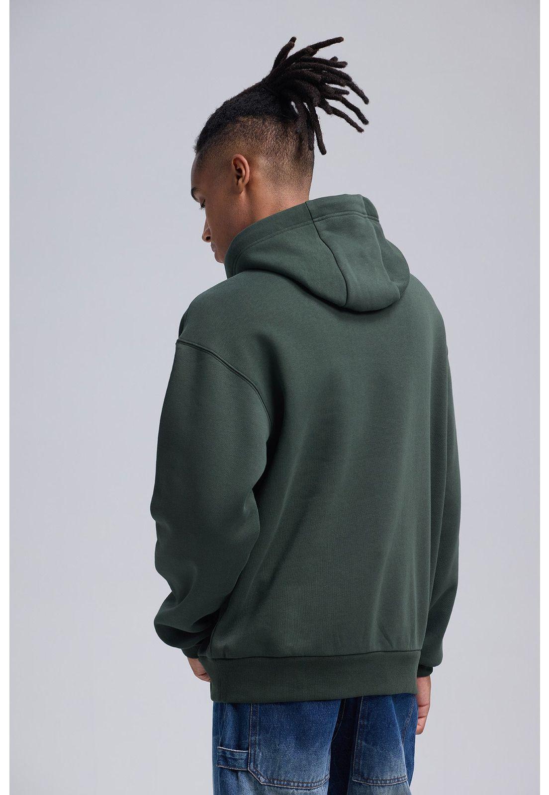 Polerón Hombre Print College Rapport Verde Militar-2