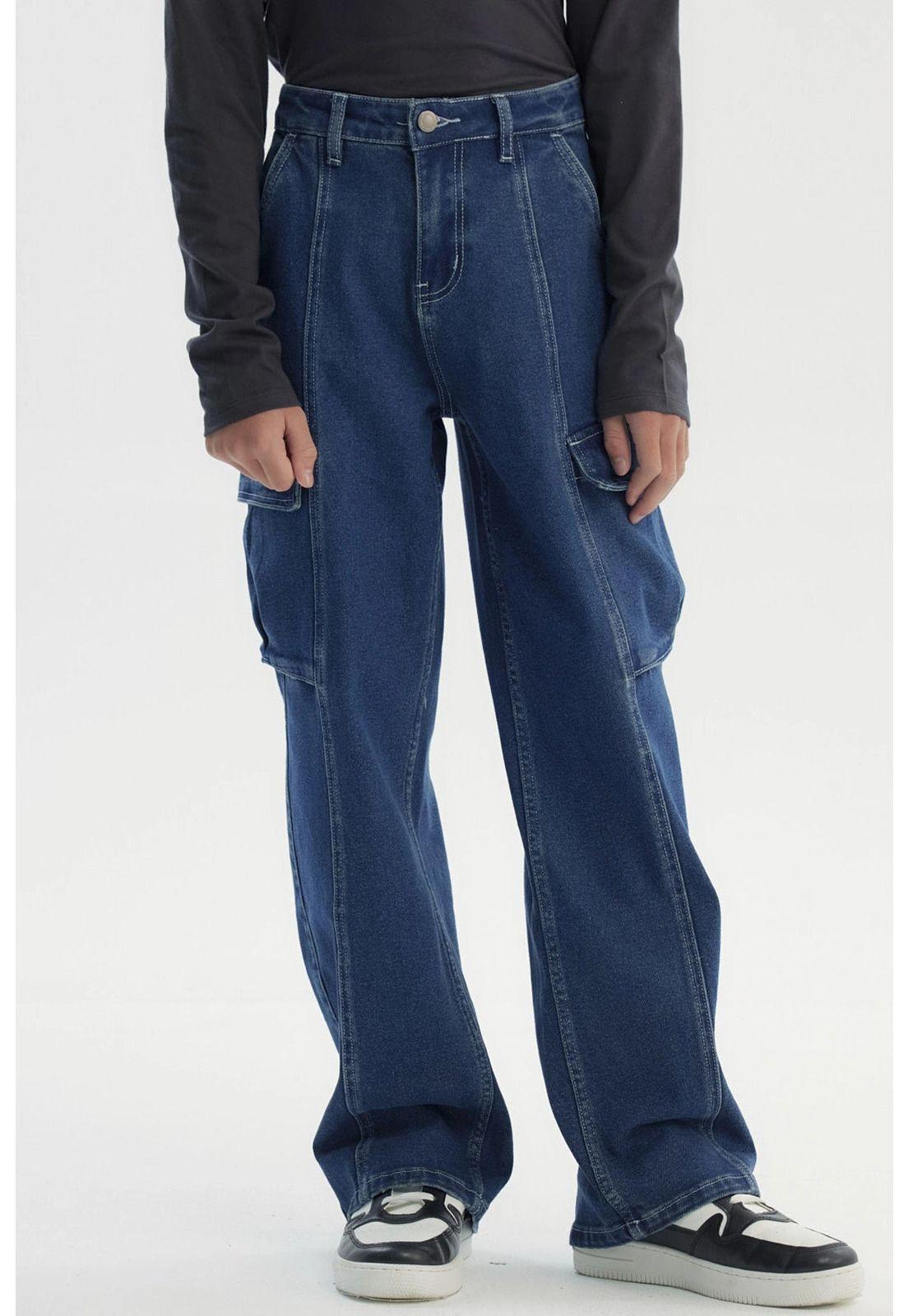 Jeans Niño Calce Recto Azul Oscuro-0