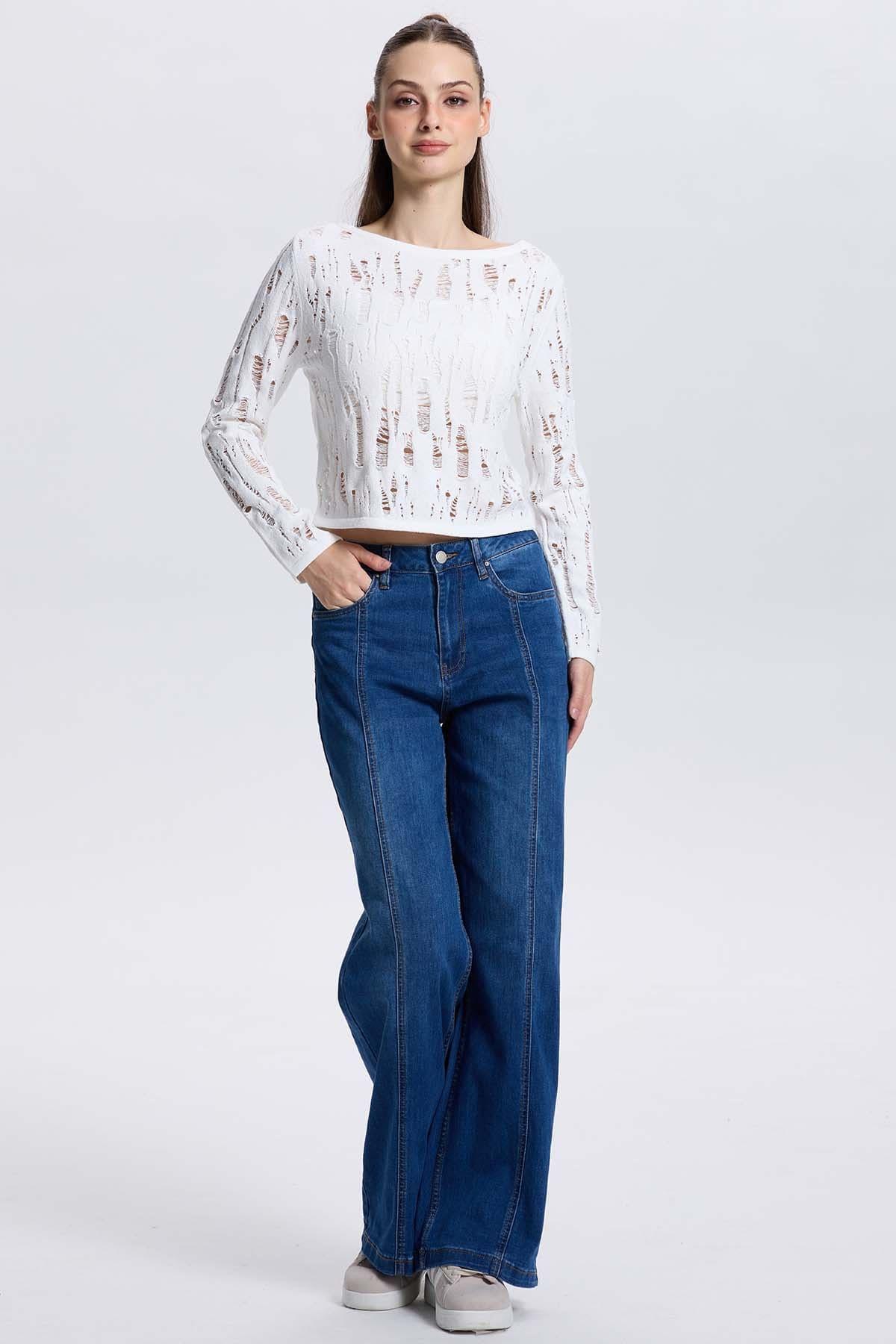 Sweater Mujer Calado Crudo-3