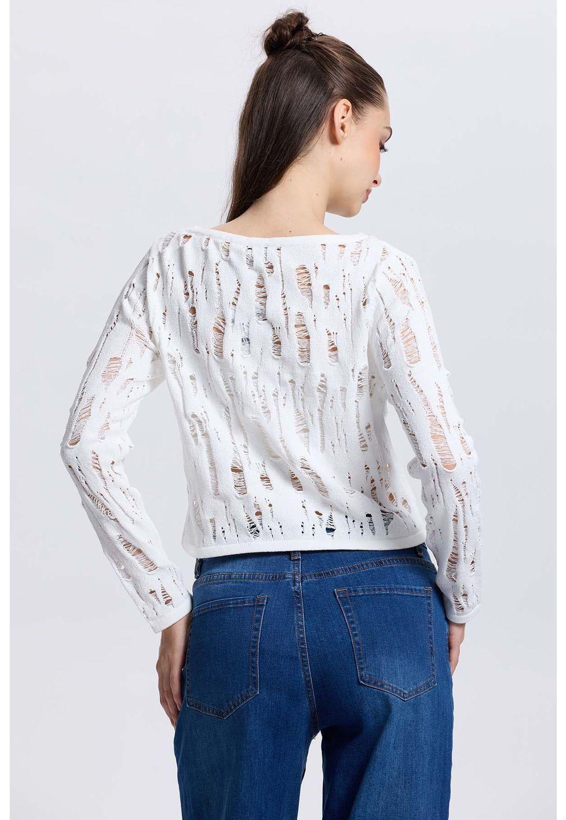 Sweater Mujer Calado Crudo-2