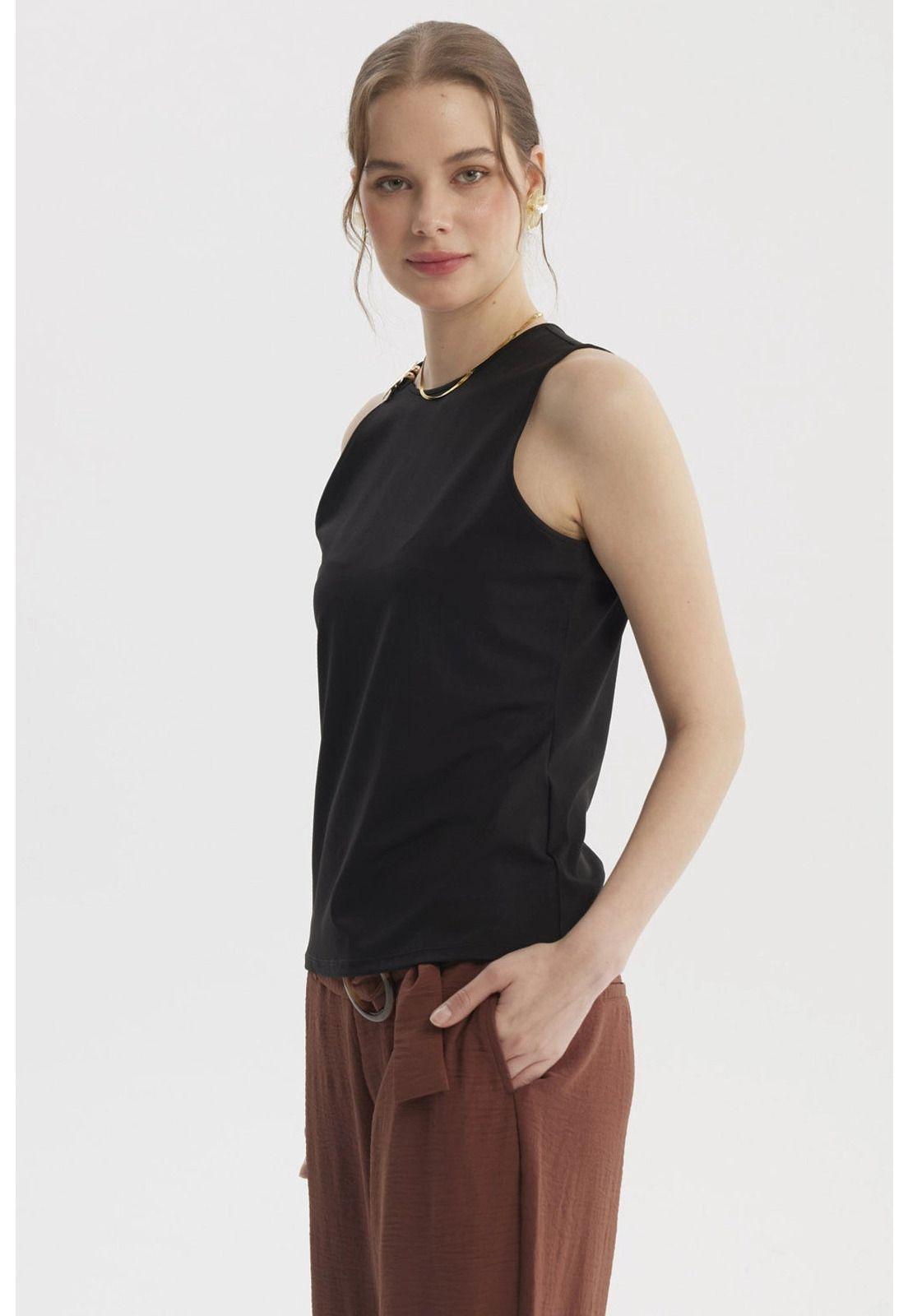 Peto Mujer Aplicación Metálica Negro-1