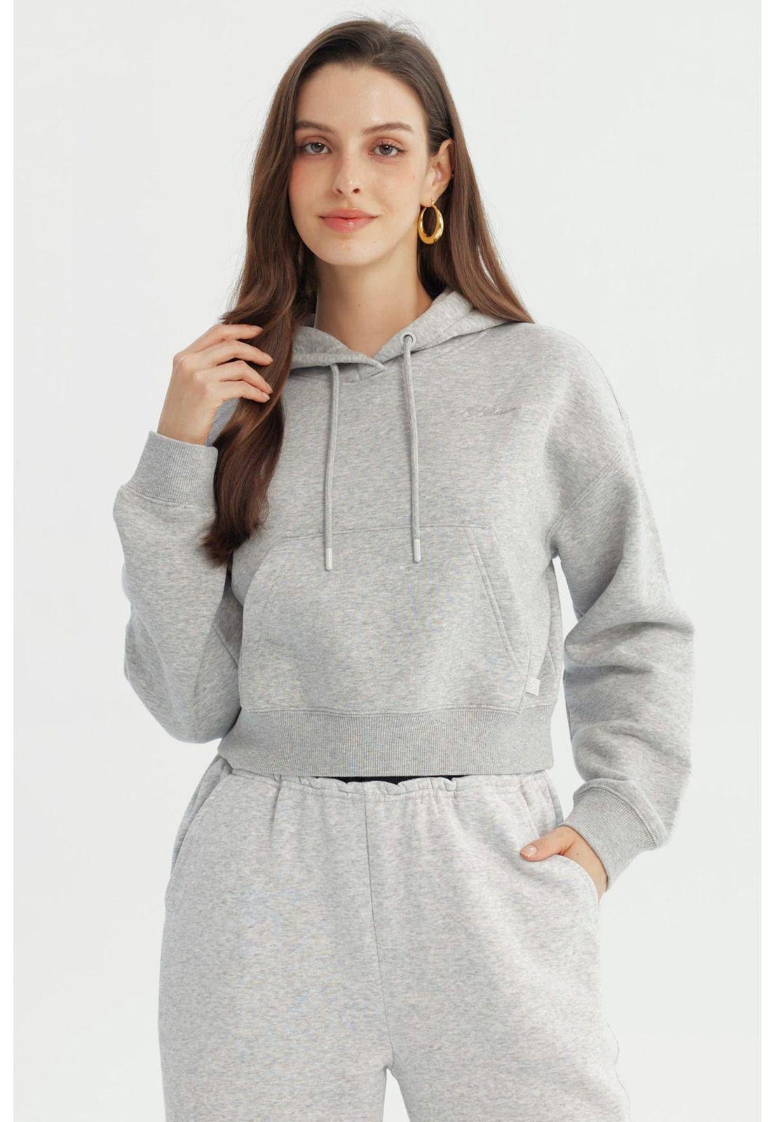 Polerón Mujer Regular Gris Melange-0