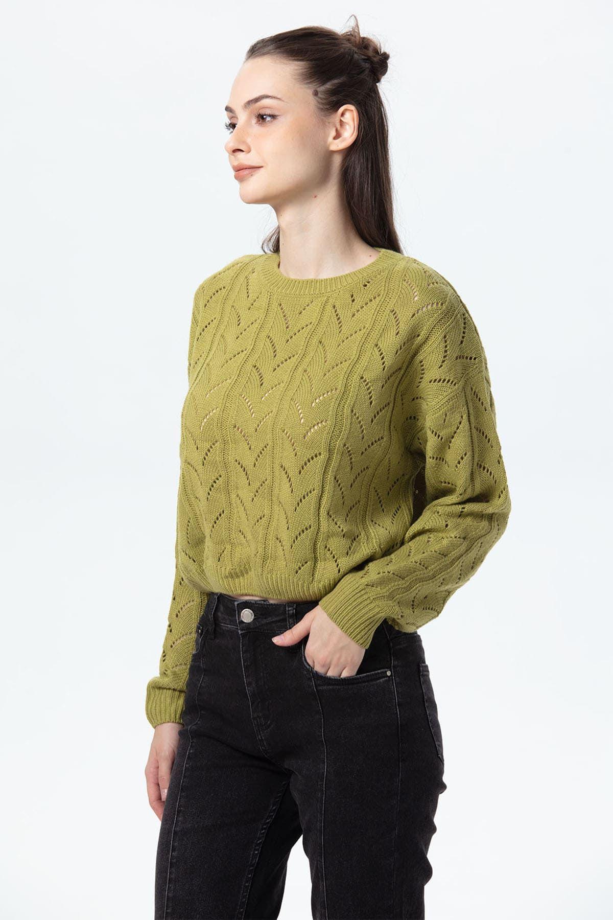 Sweater Mujer Calado Verde Agua-1