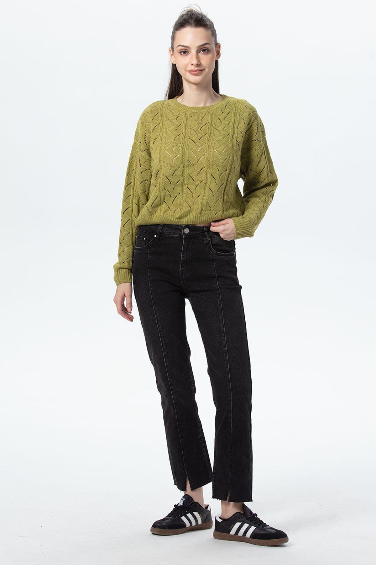 Sweater Mujer Calado Verde Agua-3